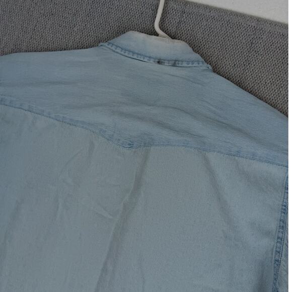 Texas Authentic Dry Goods Vintage Denim Shirt Mens Large Distressed Western - Picture 10 of 15